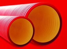 Двустенная труба ПНД жесткая для кабельной канализации д.125мм, SN10, 750Н, 6м, цвет красный - интернет магазин ТД "Родионов"